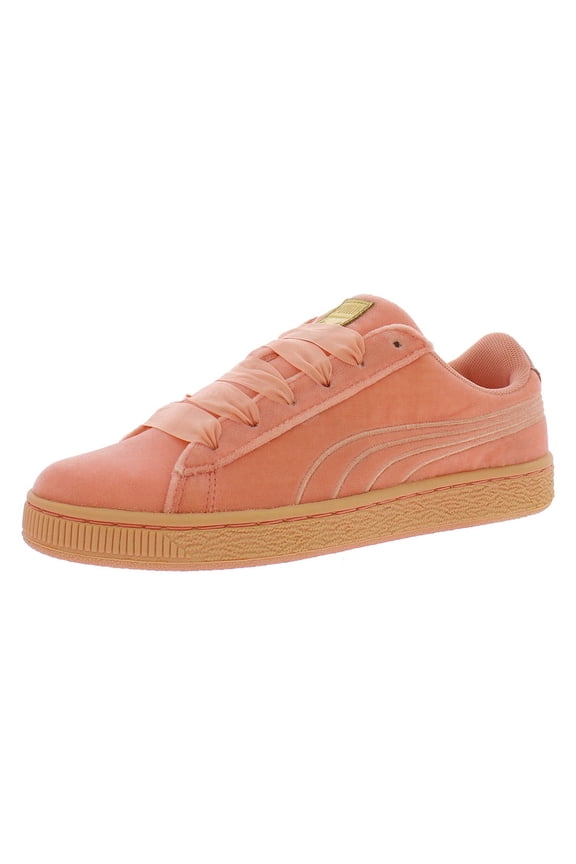Basket Classic Velour GS Girls Shoes Size 4, Color: Desert Flower/Metallic Gold