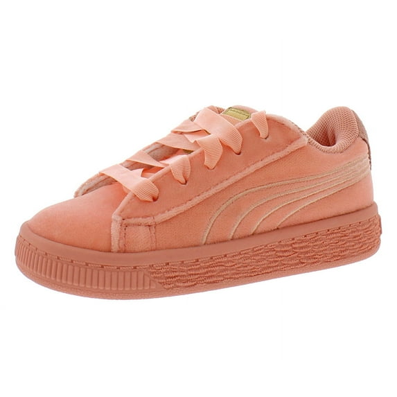 Puma Basket Classic Velour Infant/Toddler Shoes Size 7, Color: Dessert Flower/Metallic Gold