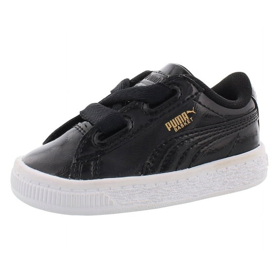 Puma Basket Heart Glam Infant/Toddler Shoes Size 8, Color: Puma Black
