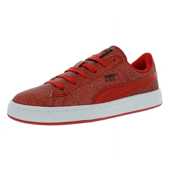 Puma Basket Holiday Glitz Casual Juniors Shoe Size 6, Color: Red