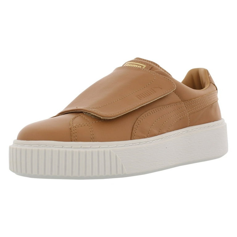 PUMA Basket Platform Strap Womens Suede Shoes, Apple Cinnamon