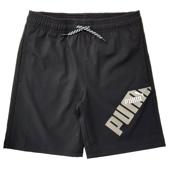 Puma Boys Black Poly Woven Shorts With Elastic Waistband & Drawstring Large