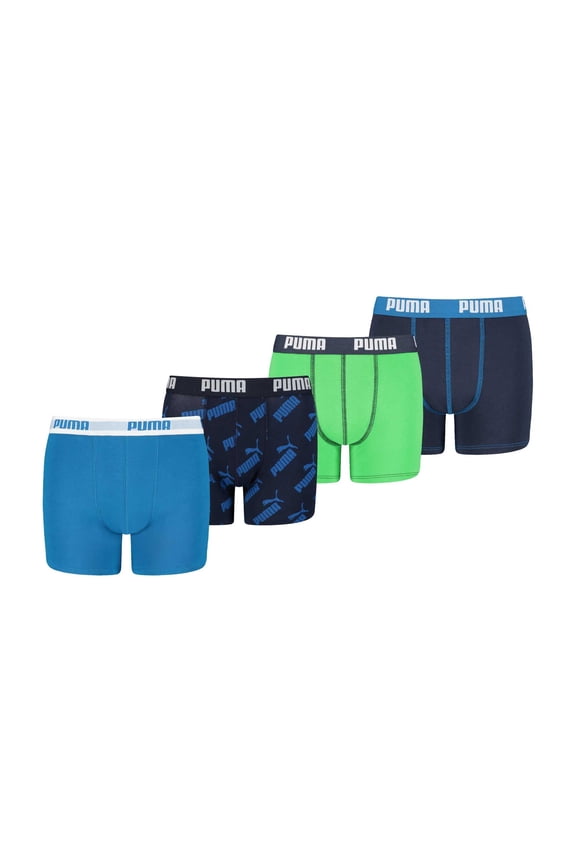Boys Boxer Shorts, 4 Pack - Basic Boxer Aop - Ecom, Cotton Stretch Green/Blue 152
