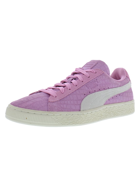 Classic Crocodile Embossed Suede Womens Shoes Size 8.5, Color: Prism Pink/Puma White
