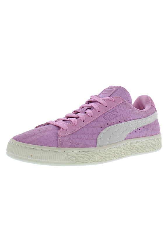 Classic Crocodile Embossed Suede Womens Shoes Size 8.5, Color: Prism Pink/Puma White