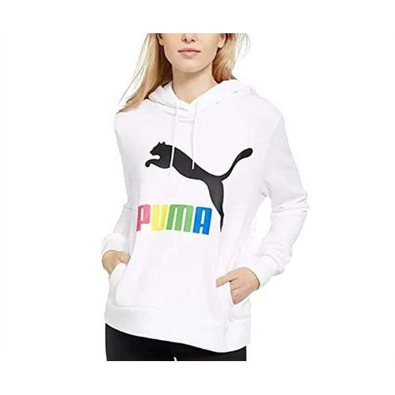 Puma Classics Logo Womens Active Hoodies Size Xs, Color: Puma White