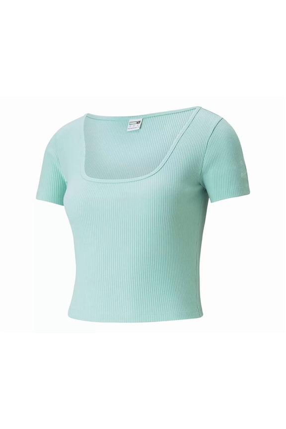 Classics Ribbed Fitted Tee Womens Active Shirts & Tees Size Xs, Color: Teal