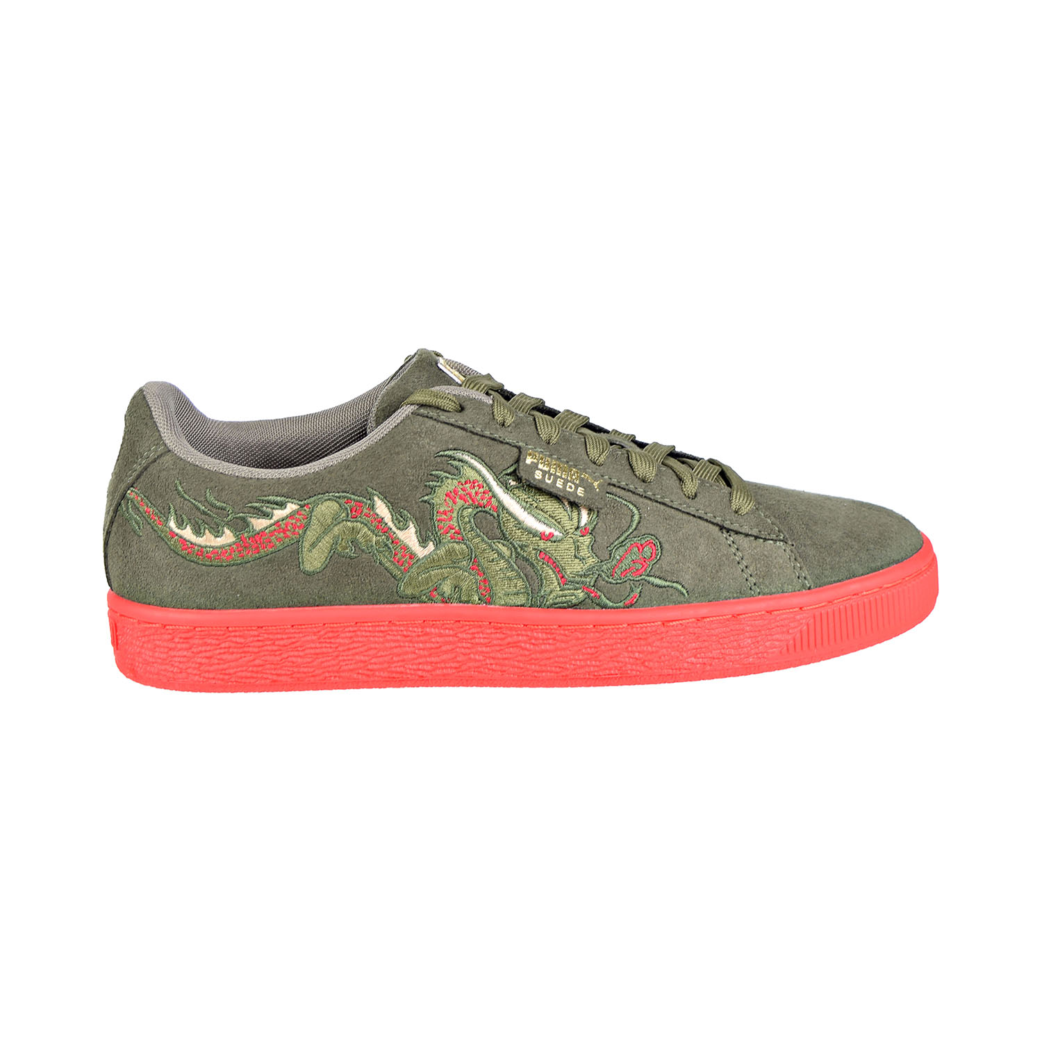 Puma Court Classic Dragon Patch Men's Shoes Burnt Olive/High Risk Red 368359-01 - image 1 of 6