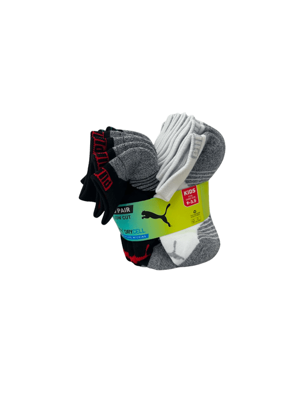 DryCell Kids Socks 10Pk Size 9 to 3.5 Low Cut Moisture Wicking
