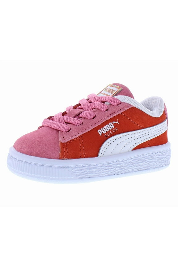 Flower Alternate Closure Suede Infant/Toddler Shoes Size 8, Color: Bubblegum/Earth/White