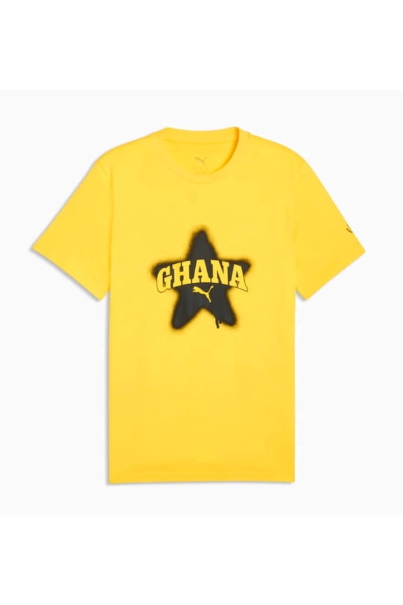 Ghana Men's Soccer Football Culture Graphic Tee, Yellow, Men's Size Large