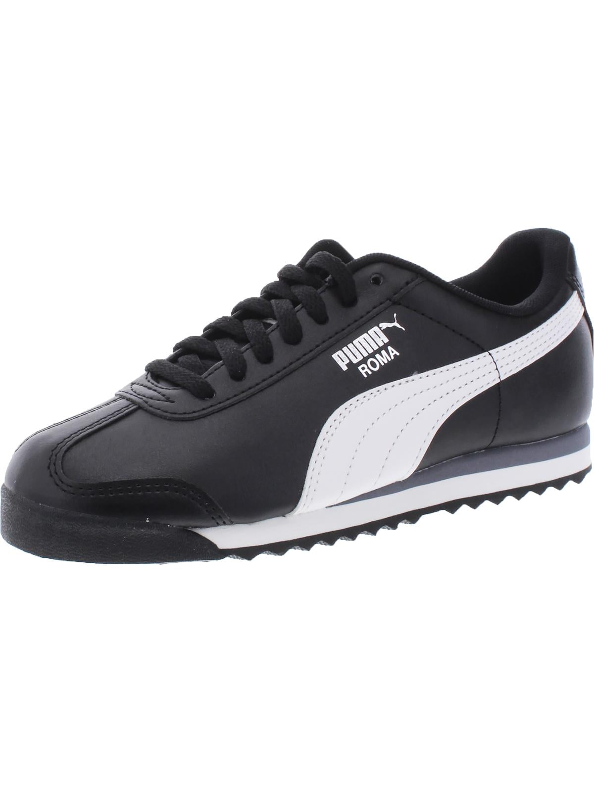 Girls Roma Basic Jr Faux Leather Solid Sneakers Black 4 Medium (D) Big Kid