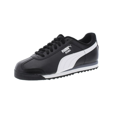Puma Girls Roma Basic Jr Faux Leather Solid Sneakers Black 4 Medium (D) Big Kid