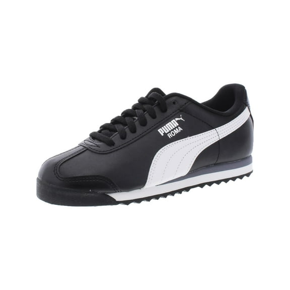 Puma Girls Roma Basic Jr Faux Leather Solid Sneakers Black 4 Medium (D) Big Kid