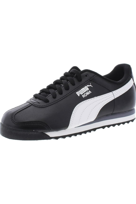 Girls Roma Basic Jr Faux Leather Solid Sneakers Black 4 Medium (D) Big Kid