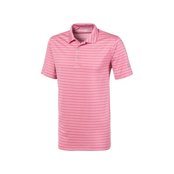 Puma Golf Men's Rotation Stripe Polo Golf Shirt, Medium Rapture Rose -