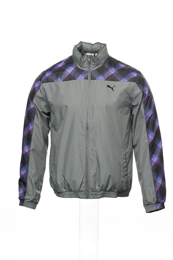 Gray Plaid Windbreaker , Size Large