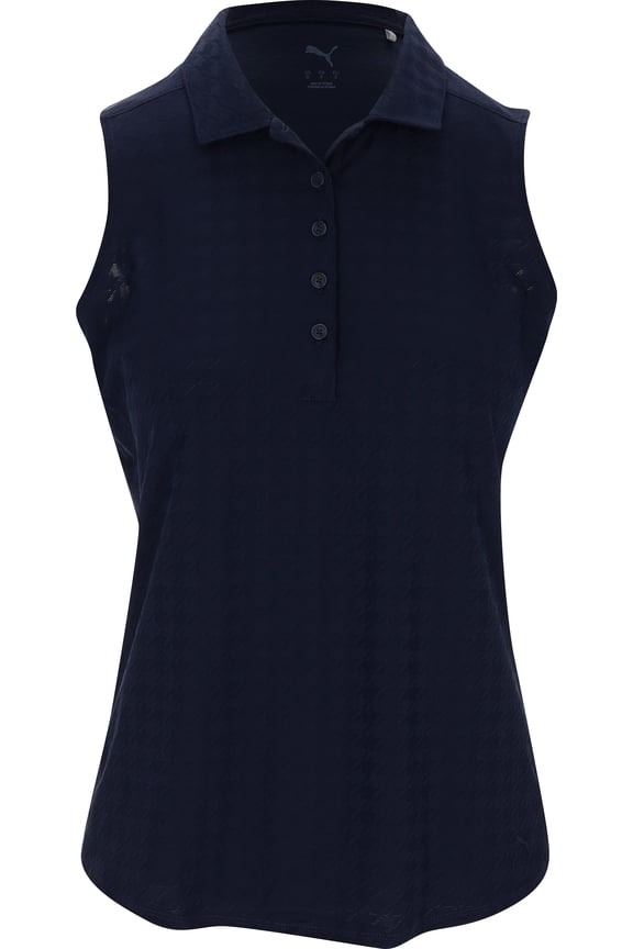 Houndstooth Sleeveless Deep Navy Shirt Women XL