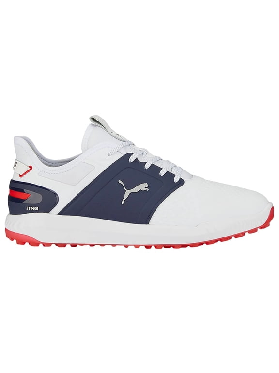 NEW Puma Men's Ignite Elevate Spikeless Golf Shoes White/Silver/Navy Size 9M