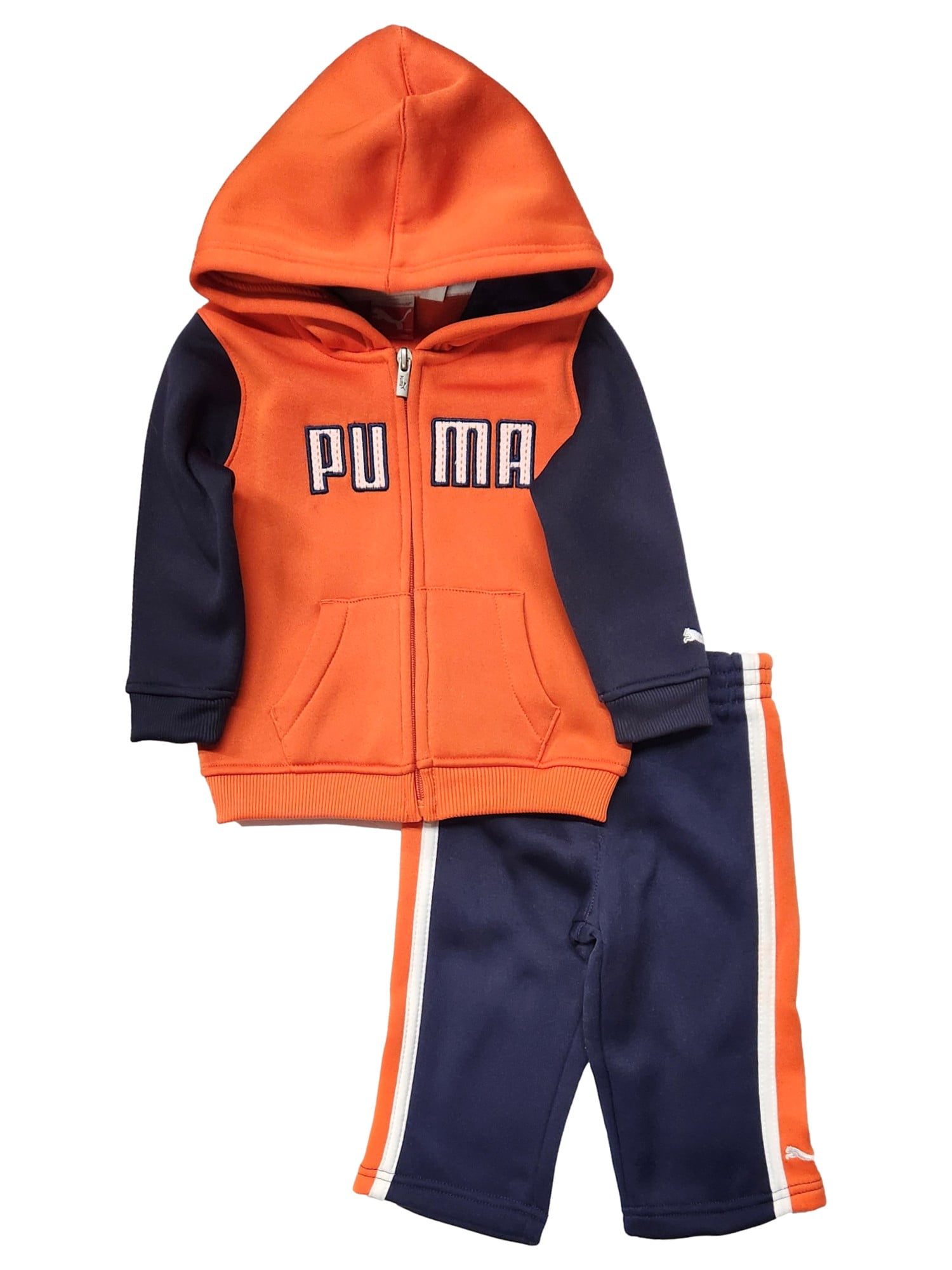 Puma Infant Boys Orange Navy 2pc Athletic Outfit Hoodie Sweat