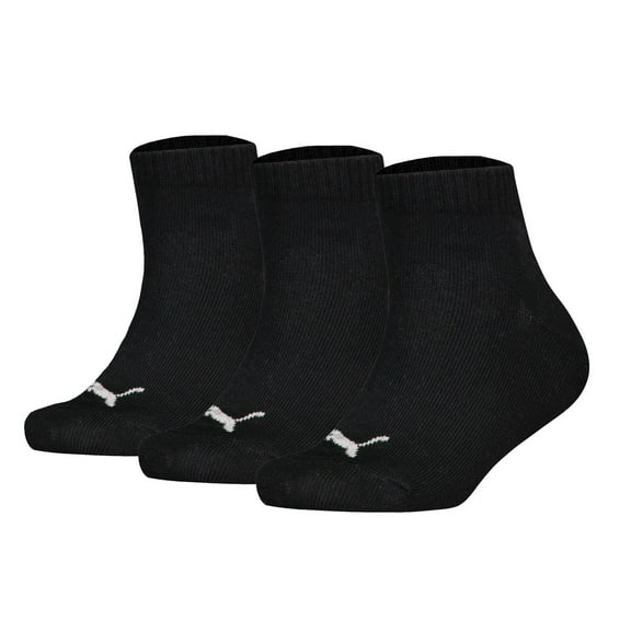 Puma Kids Quarter Socks, 3-Pack - Plain Quarter 3P, Logos, Single Colour Black 39-42