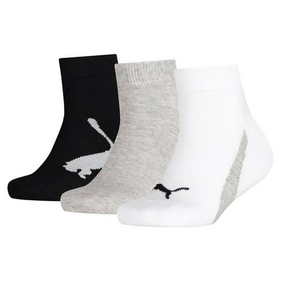 Puma Kids Quarter Socks - Kid's Btw Quarter, 3 Pack Black/Grey/White 39-42