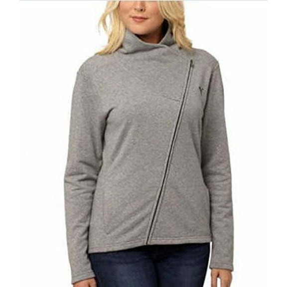 Puma Ladies’ Asymmetrical French Terry Full Zip Jacket (X-Large, Med Gray Heather)