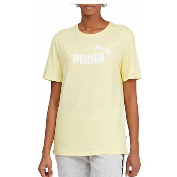 Puma Ladies' Boyfriend Logo Tee T-Shirt, Yellow Pear - Medium