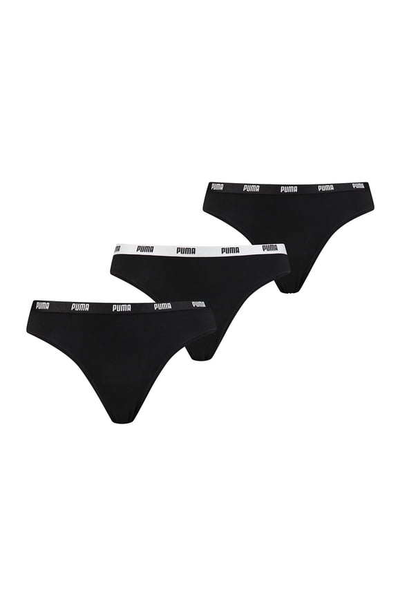 Ladies Iconic String, Pack Of 3 - Soft Cotton Stretch Black Xs (X-Small)