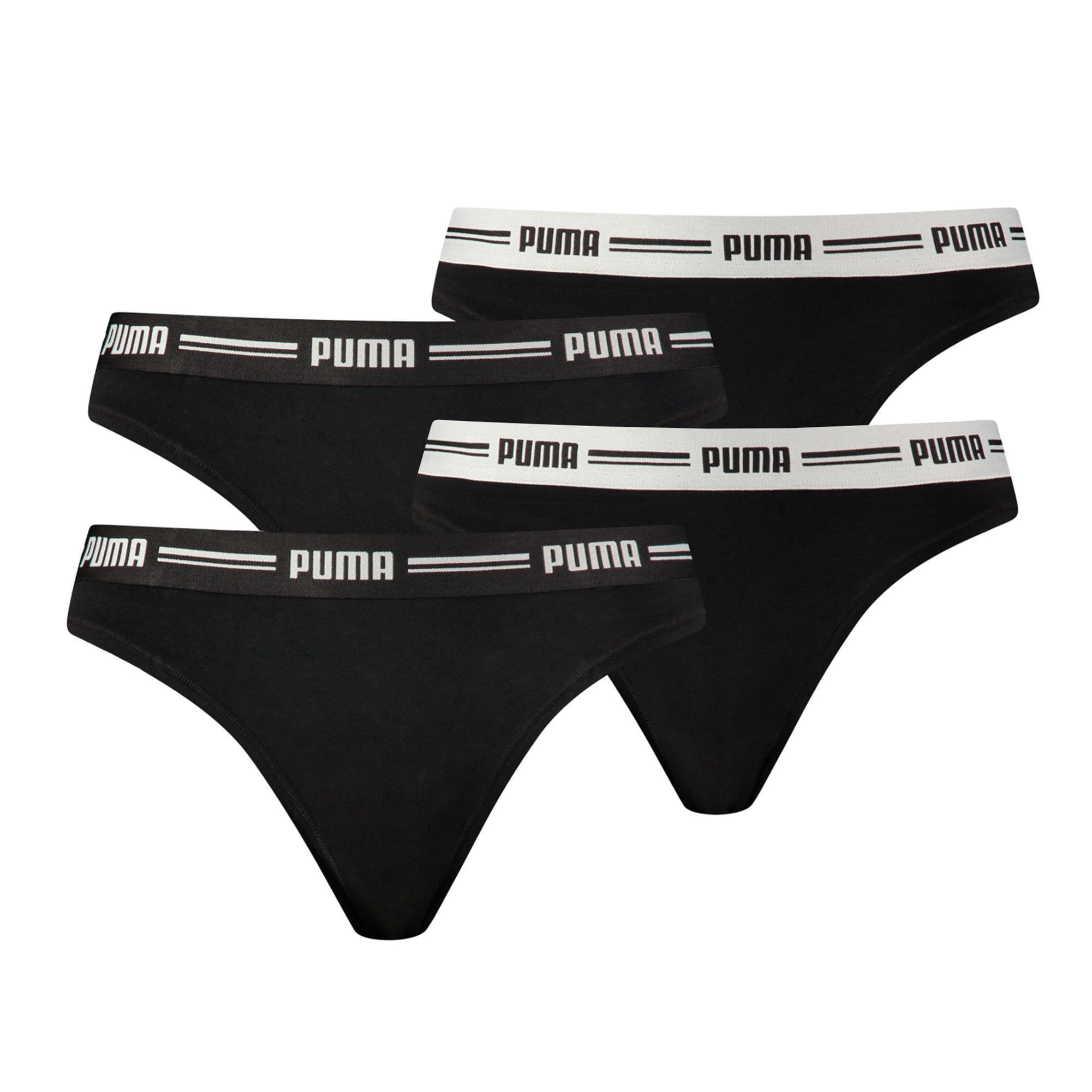Puma Ladies String - Iconic, Soft Cotton Modal Stretch, Pack Of 4 Black ...