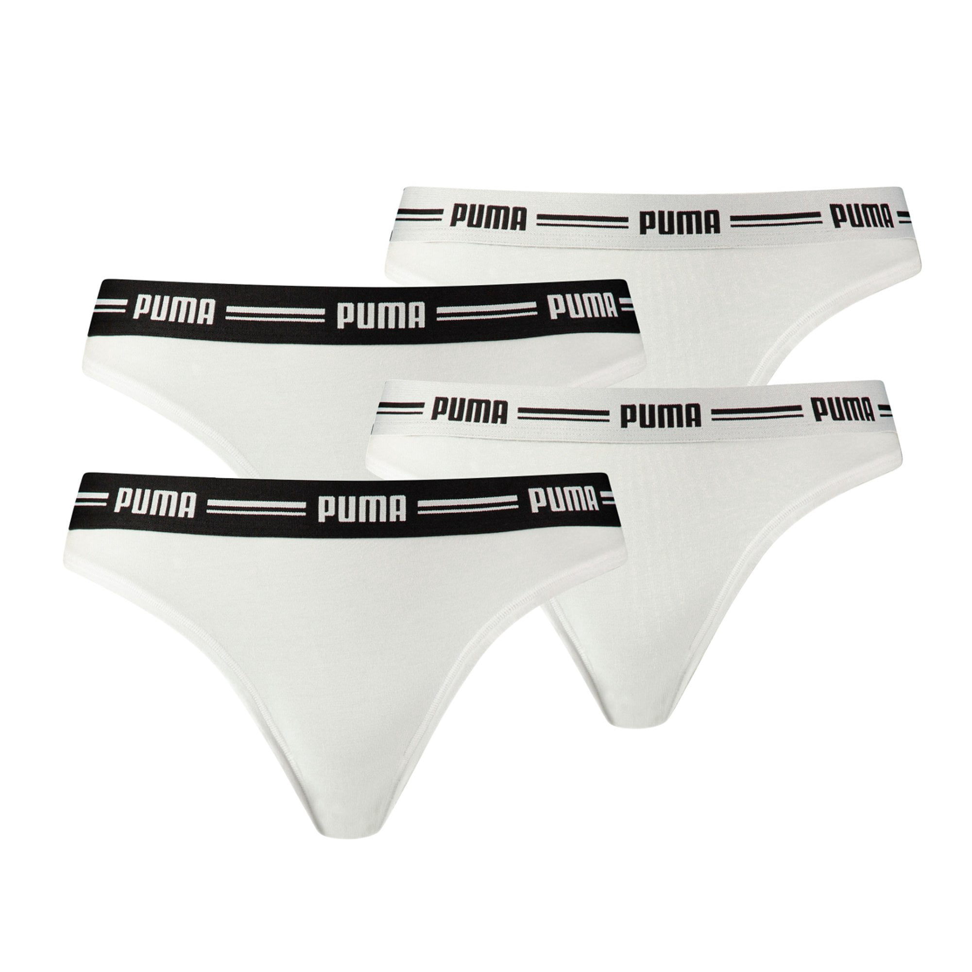 Puma Ladies String - Iconic, Soft Cotton Modal Stretch, Pack Of 4 White ...