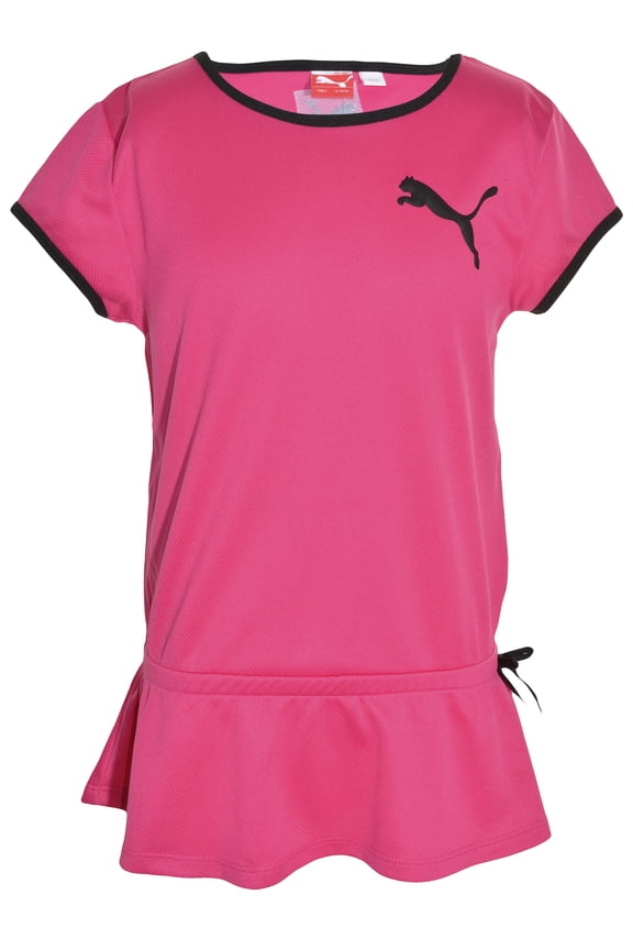 Little Girls Peplum Athletic Shirt (Pink, XS 5/6)