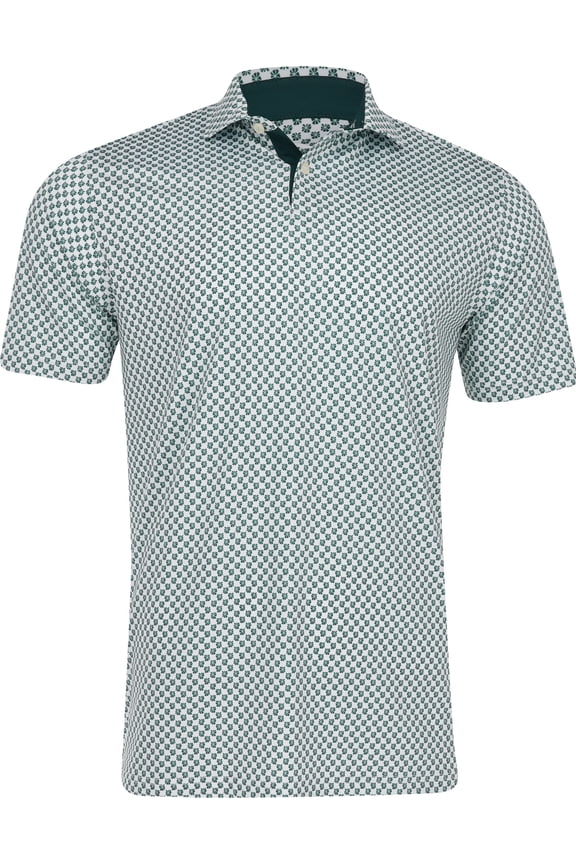 MATTR Micro Floral White Glow/Dark Myrtle Shirt Men L