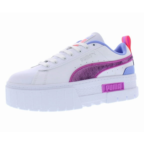 Puma Mayze Glitzy Platform GS Girls Shoes Size 6, Color: Puma White/Purple/Orchid