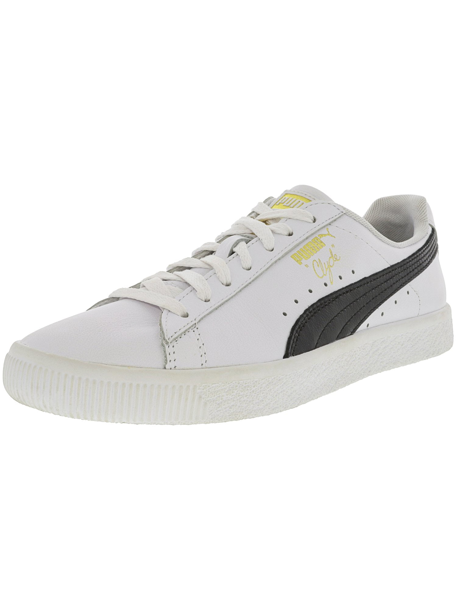 Puma Men's Clyde White / Black Gold Ankle-High Leather Fashion Sneaker -  10.5M - Walmart.com