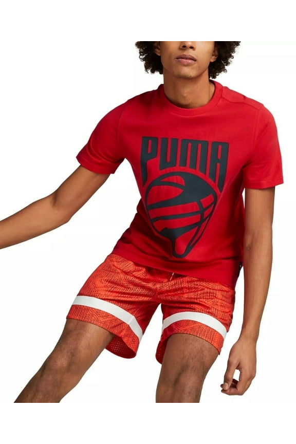 Men's Crewneck Short-Sleeve Posterize Graphic Basketball T-Shirt Red S B4HP