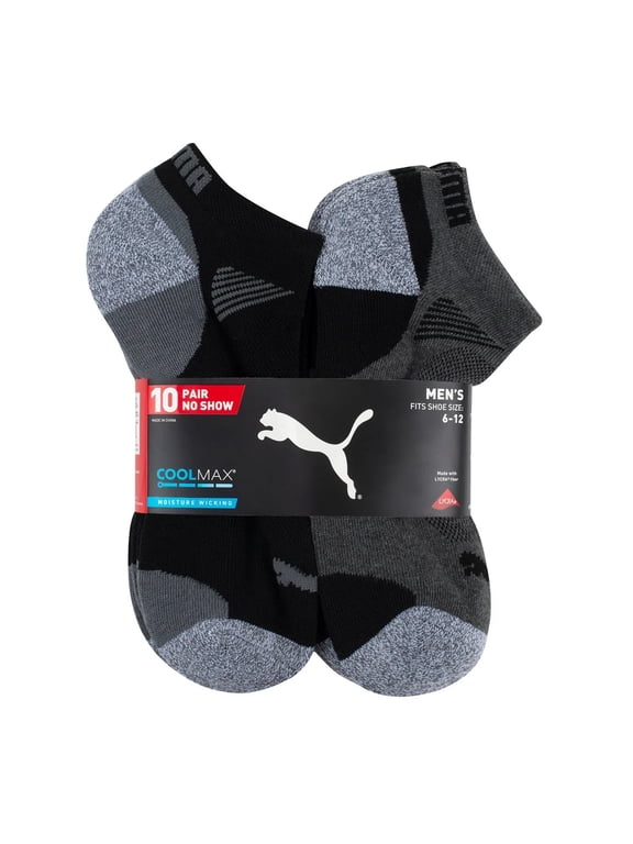Men's No Show Socks, 10 Pairs (Black)