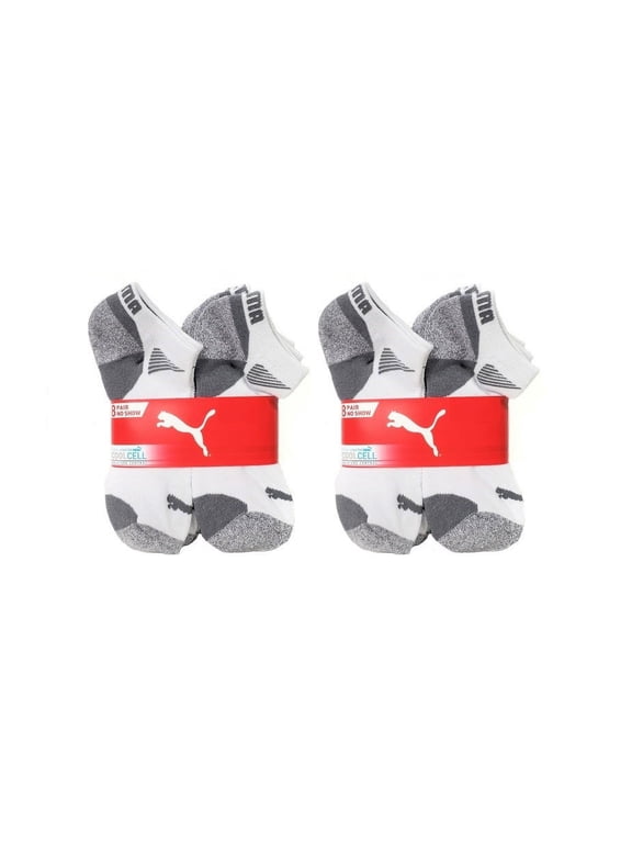 Men's (Size 6-12) Dry Cell Moisture Wicking 16 Pair No Show White Socks