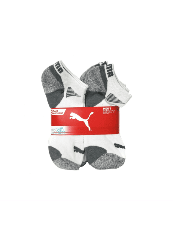 Men's (Size 6-12) Dry Cell Moisture Wicking 8 Pair No Show White Socks