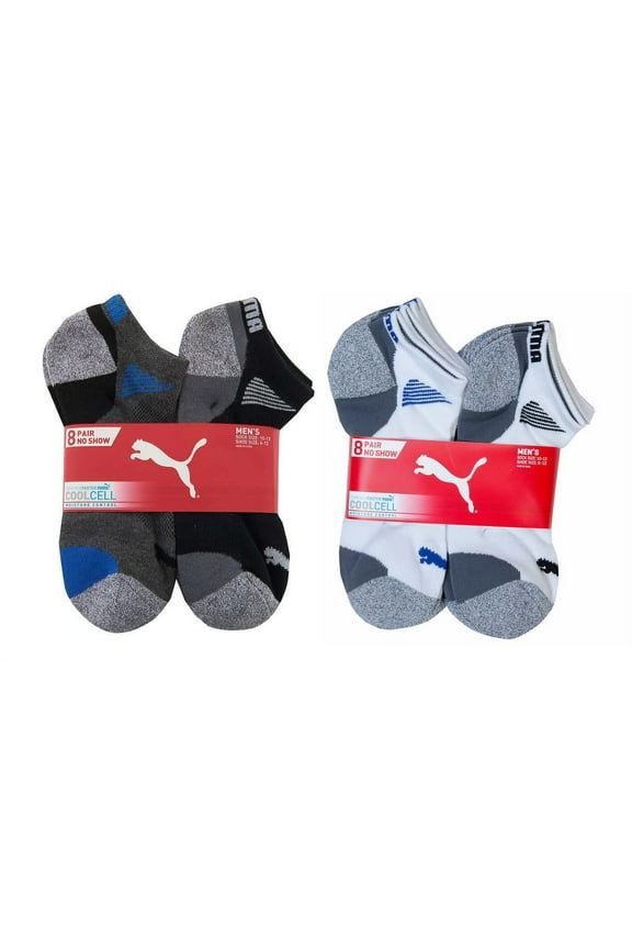 Men's (Size 6-12) Dry Cell Moisture Wicking 8 Pair White 8 Pair Black No Show Socks Total 16 Pair