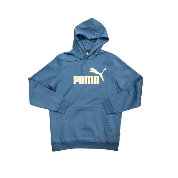 Puma Men's Soft Long Sleeve Kangaroo Pocket Classic Big Logo Hoodie (Lake Blue, XXL)