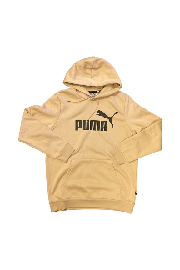 Men's Soft Long Sleeve Kangaroo Pocket Classic Big Logo Hoodie (Light Sand, S)