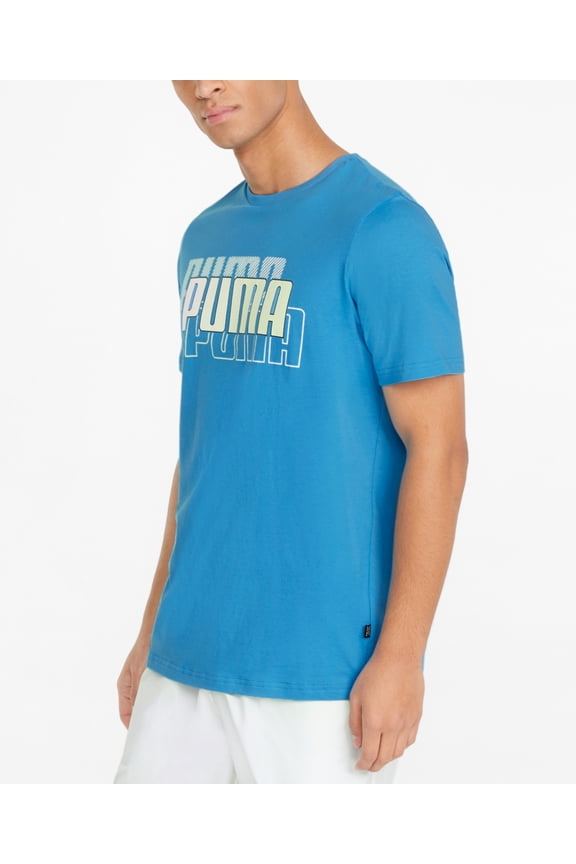 Men's Triple Logo T-Shirt Blue Size Small