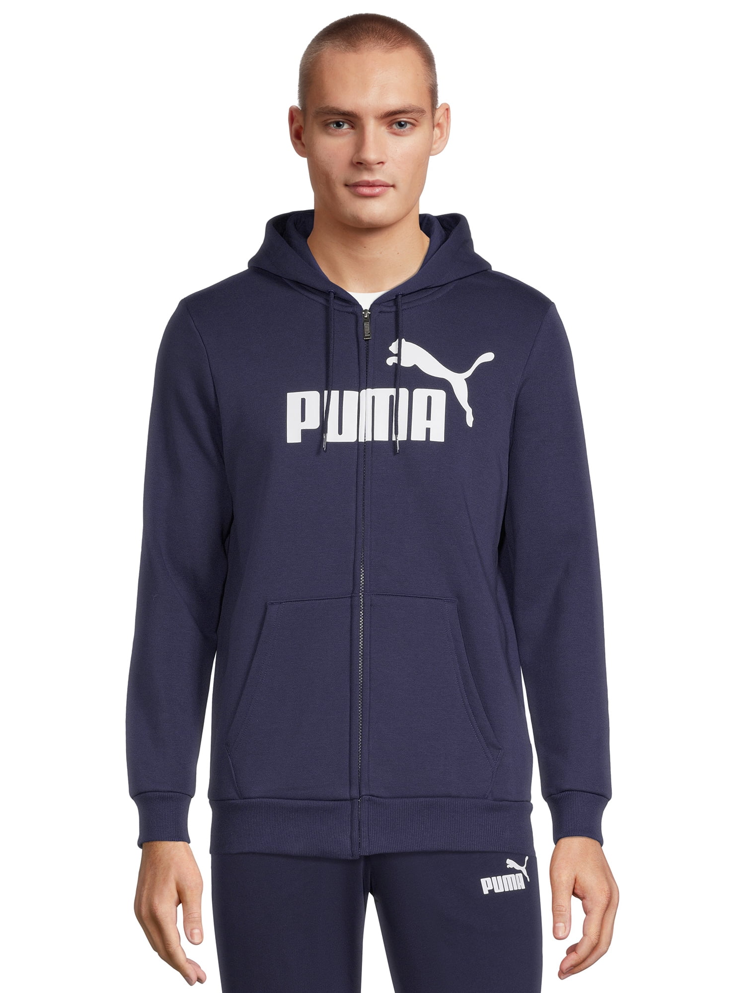 Puma Men\'s and Big Men\'s Essential Logo Full Zip Fleece Hoodie, Sizes up to  XXL