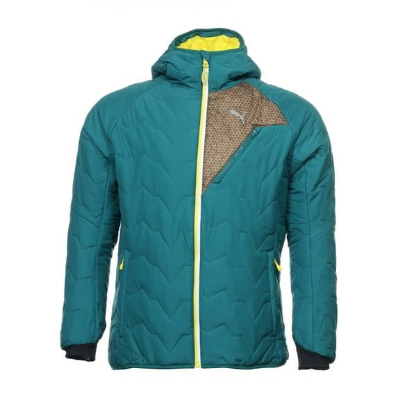 Puma Mens Hooded Puffer Primaloft Insulated Jacket (Large, Storm)
