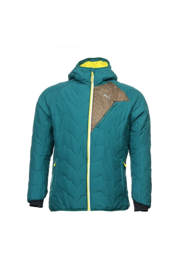 Mens Hooded Puffer Primaloft Insulated Jacket (Large, Storm)