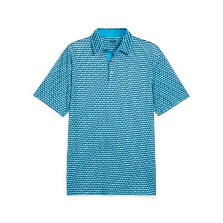 Puma Mattr Palm Deco Golf Polo Shirt - Blue/Black Puma Mattr Palm Deco Golf Polo Shirt - Blue/Black