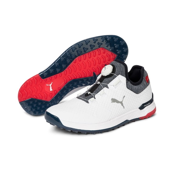 Puma Mens Proadapt Alphacat Disc Shoe - 37604303 - Puma White/Navy Blazer/High Risk Red - 15