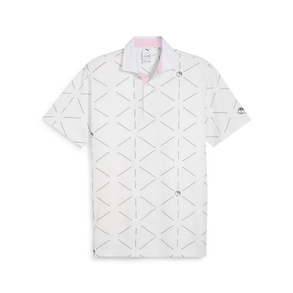 Puma Mens X AP Geo Golf Polo - 62395101 - White Glow/Deep Navy - XL