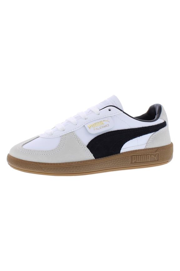 Palermo Leather GS Boys Shoes Size 4, Color: Puma White/Vapor Gray/Gum